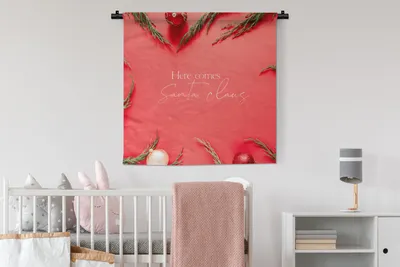 Produktbild von MuchoWow® Wandteppich Wandbehang Weihnachten - Rot - Zitat 90x90 cm Tapisserie Dekoration Wandtuch - Wandaufhänger