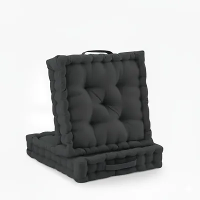 Produktbild von Beautissu 2er Set Bodenkissen Sitzkissen Mila, 50x50cm, Anthrazit