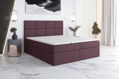 Produktbild von Boxspringbett VAR 120 x 200 mit 2 Bettkästen, Bonell-Matratze und Topper. Farbe: Viollet.