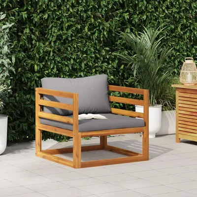 Image de vidaXL Chaise de jardin avec coussins gris foncé en bois massif d'acacia