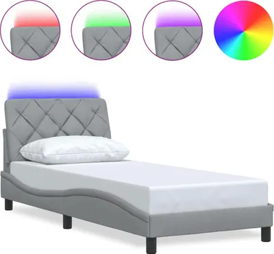 Immagine prodotto di vidaXL Struttura letto con LED senza materasso grigio chiaro 90x200 cm tessuto