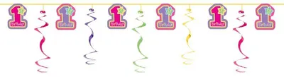 Produktbild von Swirl Girlande 1. Geburtstag Mädchen