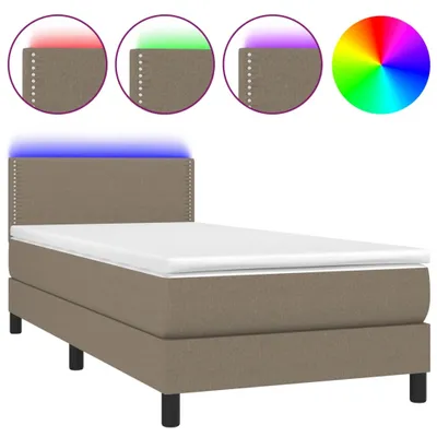 Produktbild von vidaXL Boxspringbett mit Matratze & LED Taupe 90x190 cm Stoff