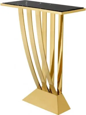 Produktbild von Casa Padrino Luxus Konsole Gold mit schwarzem Marmor - Art Deco Möbel