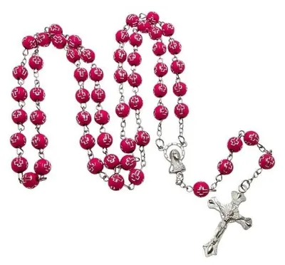 Produktbild von Art Sacrum Rosenkranz, rosa, mit Kreuzverzierungen, 54 cm