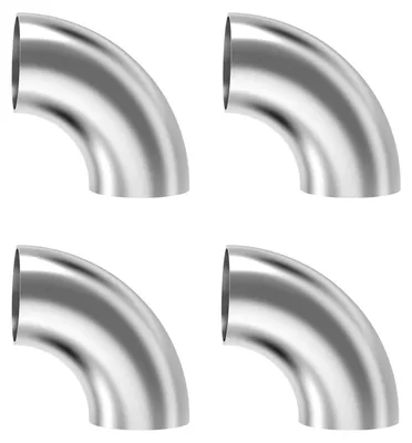 4x 90° Edelstahl-Auslassbögen, 63 mm, Rohrverbinder