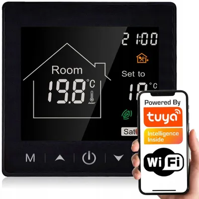 Produktbild von TUYA TR058C Smarter Thermostat Fußbodenheizung 16A WiFi Schwarz