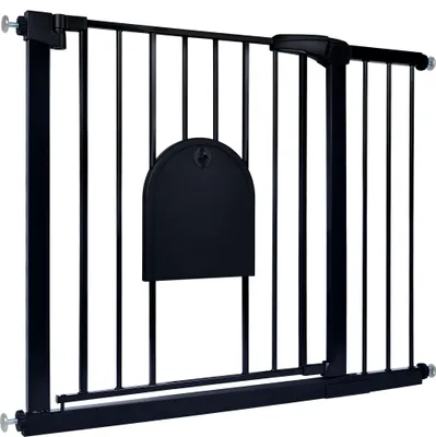 Image de JOIEYOU Barrière de sécurité Barrière de sécurité sans perçage Barrière de sécurité pour enfants Barrière de sécurité avec portillon pour chiens et chats, pour largeur 95-105 cm, noire