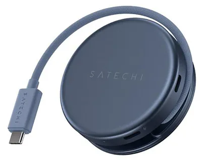 Image de Satechi, Hub multiport 5-en-1 USB-C vers HDMI / USB-A / 2 USB-C / lecteur de carte SD, modèle OntheGo, bleu