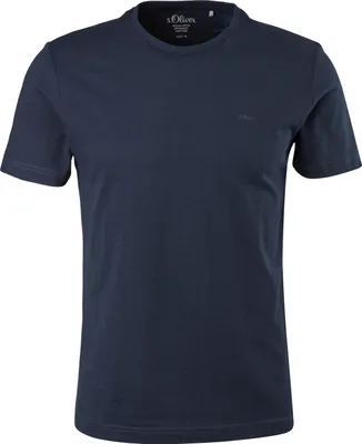Produktbild von s.Oliver Herren T-Shirt - Basic, Rundhals, Baumwolle, einfarbig Dunkelblau XL