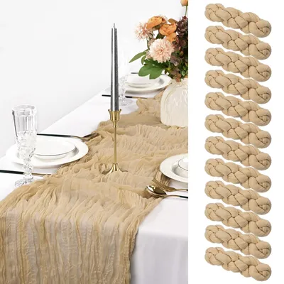 Imagen del producto de Solidchoice - Paquete de 12 manteles individuales de tela color marrón claro, ideales para bodas y fiestas
