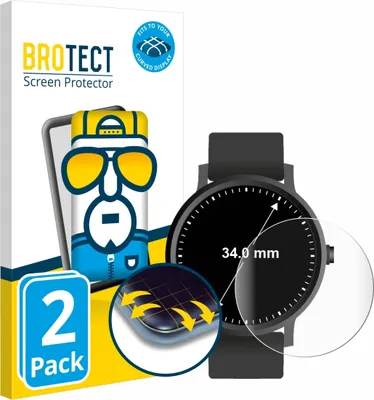 Produktbild von 2x BROTECT Fullscreen Schutzfolie für Armbanduhren (Kreisrund, ø: 34 mm) Displayschutz Folie Fullcover Klar Transparent