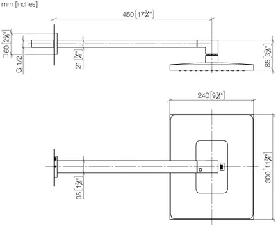 Produktbild von Dornbracht Regenbrause mit Wandanbindung, Ausladung 450mm, 28765980-27