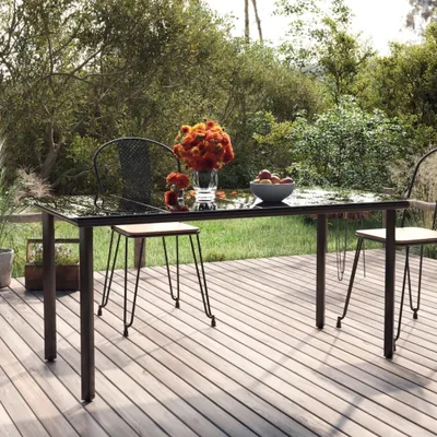 Produktbild von ZMH Garten-Esstisch Schwarz 160x80x74 cm Stahl und Hartglas