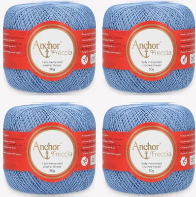 Image de 4 pelotes de fil Anchor Freccia 20 – fil de coton pour le crochet fin (Couleur 00130)