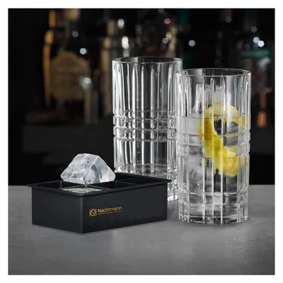 Produktbild von Nachtmann Square Longdrink Ice Cube Set: 2 Longdrinkgläser + 1 Eiswürfelform