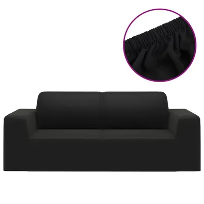 Obrázok produktu pre Naťahovací poťah na 2-miestnu pohovku čierny polyester Jersey