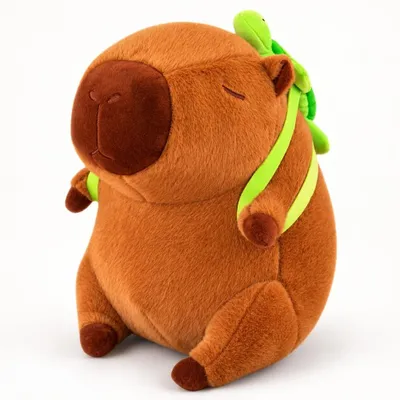 Imagen del producto de Wiztex, peluche de capibara de 33 cm, con mochila de tortuga desmontable, ideal como regalo