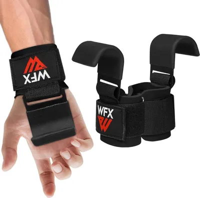 Produktbild von Antirutsch Gewichthebe-Haken mit Neopren-Handgelenkpolster für Krafttraining