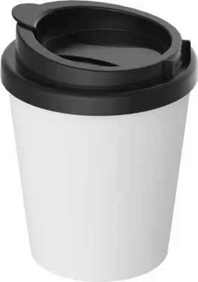 Image de Tasse à café PremiumPlus Coffee Mug 250 ml - Tasse à café en plastique à double paroi avec couvercle de fermeture,  Germany, pour les déplacements - blanc/noir