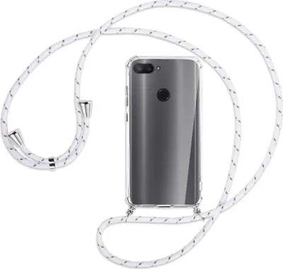 Produktbild von Handykette Backcover-Schutzhülle mit Band (Metall silberfarben) für Xiaomi Mi 8 Lite - weiß/grau