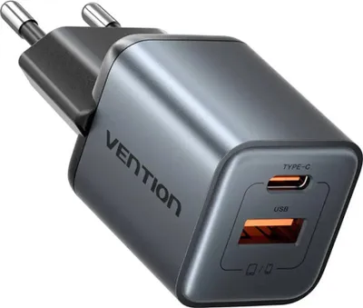 Immagine prodotto di Caricabatterie Gan Vention Usb-C + Usb-A 30W (grigio)