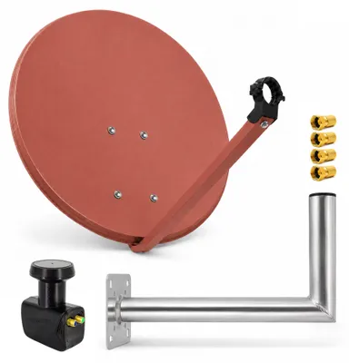 Produktbild von PremiumX SAT Anlage 80cm Satellitenantenne Twin LNB Wandhalter 45cm