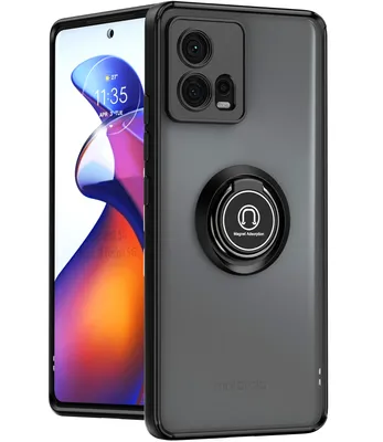 Obrázek produktu pro Pouzdro pro Motorola Edge 30 Fusion matné průsvitné TPU pouzdro s prstencovým držákem a stojánkem Černý