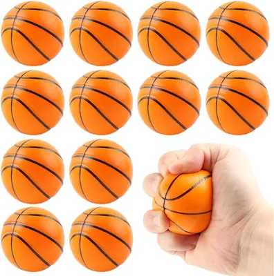 Productafbeelding van Antistressballen voor kinderen en volwassenen - Set van 12 - Basketbal - Knijpbal - Softballen - Squishy speelgoedbal