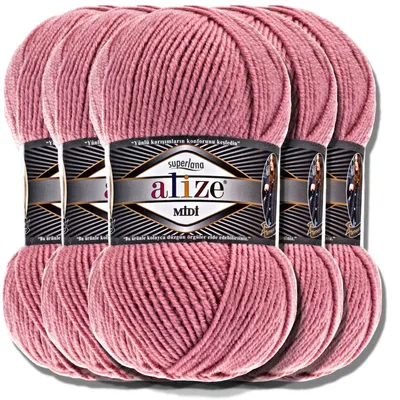 Produktbild von Alize 5x 100g Superlana Midi Wolle, Uni, Häkeln, Stricken (Pink | 204)