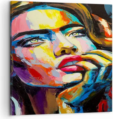Produktbild von Bild auf Leinwand - Leinwandbild - Mädchen Gesicht - 50x50cm - Wand Bild - Wanddeko - Wandbilder - Leinwanddruck - Bilder - Kunstdruck - Wanddekoration - Leinwand bilder - Wandkunst - AC50x50-3456