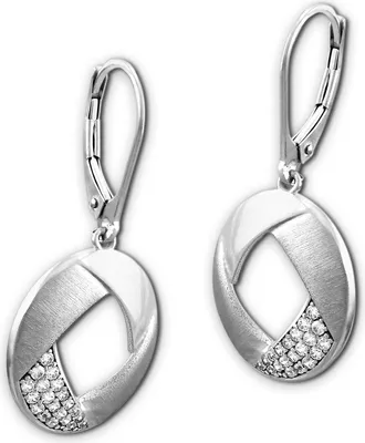 Produktbild von SilberDream weiß Ohrringe Rund Zirkonia Damen 925 Silber Ohrhänger SDO4313W