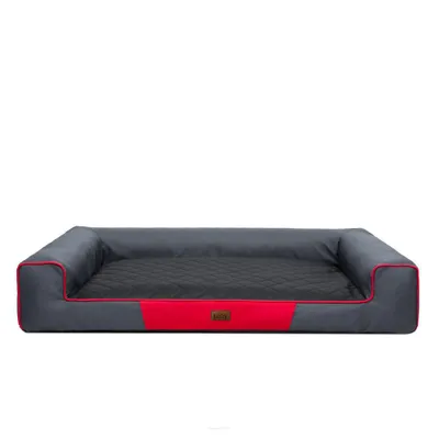 Image de Lit pour animaux Hobbydog Victoria, gris avec noir, 100x66x17 cm (XL), lavable, pour chiens & chats, robuste, résistant aux griffes & aux morsures, résistant à l'humidité