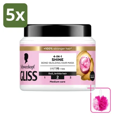 Productafbeelding van 5 x Gliss Liquid Silk 4-in-1 haarmasker - 400 ml - Voordeelverpakking - 5 stuks