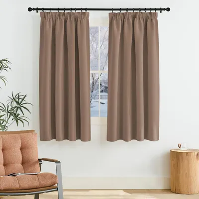 Obrázek produktu pro Zatemňovací závěsy s volánky, termoizolační, barva cappuccino, rozměry 160 x 140 cm (balení 2 kusů)