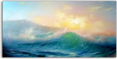 Produktbild von Coloray - Glasbild - 100x50 cm - Wandbild - Glasbilder - Meeresschaum Wellen Landschaft Surfen