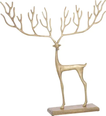 Produktbild von J-Line Rentier Auf Fuß Grafisch Aluminium/Holz Gold
