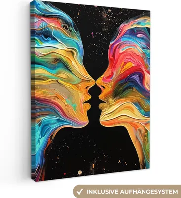 Produktbild von Leinwandbilder 30x40 cm - Kunst - Farbenfroh - Frau - Kunst - Abstrakt, Leinwand Bilder, Wanddeko, Bild