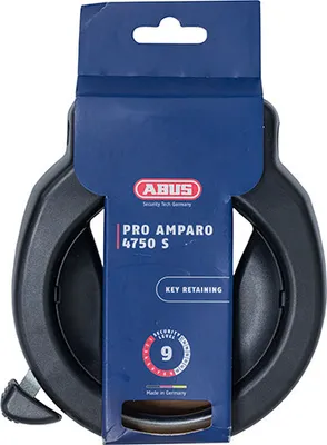Produktbild von ABUS Rahmenschloss PRO AMPARO 4750S R - Fahrradschloss zur Befestigung am Rahmen des Fahrrads - Schlüssel nicht abziehbar bei geöffnetem Schloss - 8,5 mm - ABUS Sicherheitslevel 9 - Schwarz
