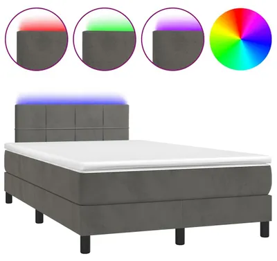 Zdjęcie produktu dla Łóżko Kontynentalne Z Materacem I Led, Ciemnoszare, 120X190 Cm Lumarko!