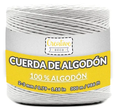 Productafbeelding van Creative Deco 985 voet wit macramé koord, 300 m 3mm