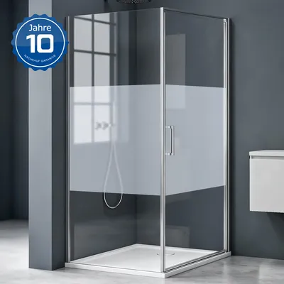 Produktbild von doporro Eck-Duschkabine 90x90x195cm Eckdusche ESG-Sicherheitsglas Milchglas Streifen inkl. beidseitiger Easy-Clean-Beschichtung Ravenna36MS-Plus