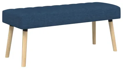 Zdjęcie produktu dla Ławka z wyściełanym oparciem vidaXL, niebieska, 110 x 40 x 46 cm, materiał
