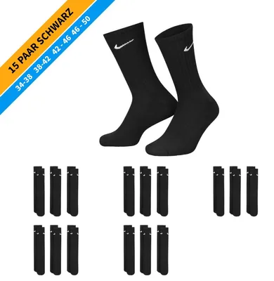 Produktbild von NIKE Socken - Farbe: 15 Paar Schwarz Tennis Socken - Größe: 42-46