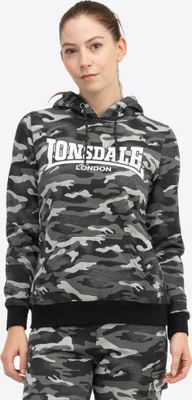 Produktbild von Frauen Kapuzensweatshirt CLOUGH Camo Grey M Lonsdale