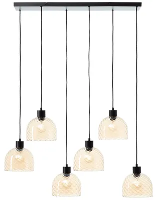 Produktbild von Brilliant Casto Pendelleuchte 5-flammig E27 Schwarz Bernstein 60110/20