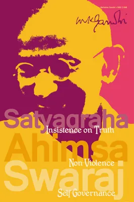 Zdjęcie produktu dla Mahatma Gandhi Art Print Picture - Satyagraha, Insist On The Truth (180 x 120 cm)