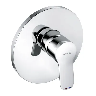 A chrome shower mixer tap mounted on a white background.