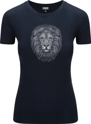 Immagine prodotto di Diarbo T-shirt da donna con stampa di ritratti di animali selvatici e testa di leone blu scuro taglia L