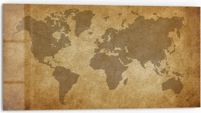 Produktbild von DEQORI Küchenrückwand Glas 80x40 cm 'Globale Pergamentkunst' Spritzschutz Bad Rückwand Küche